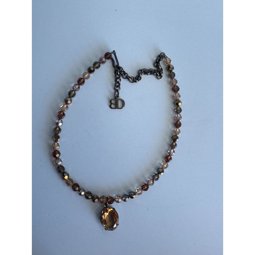 Blair Delmonico Beaded Necklace With Crystal Pendant 15" Length Adjustable Chain - Picture 10 of 13